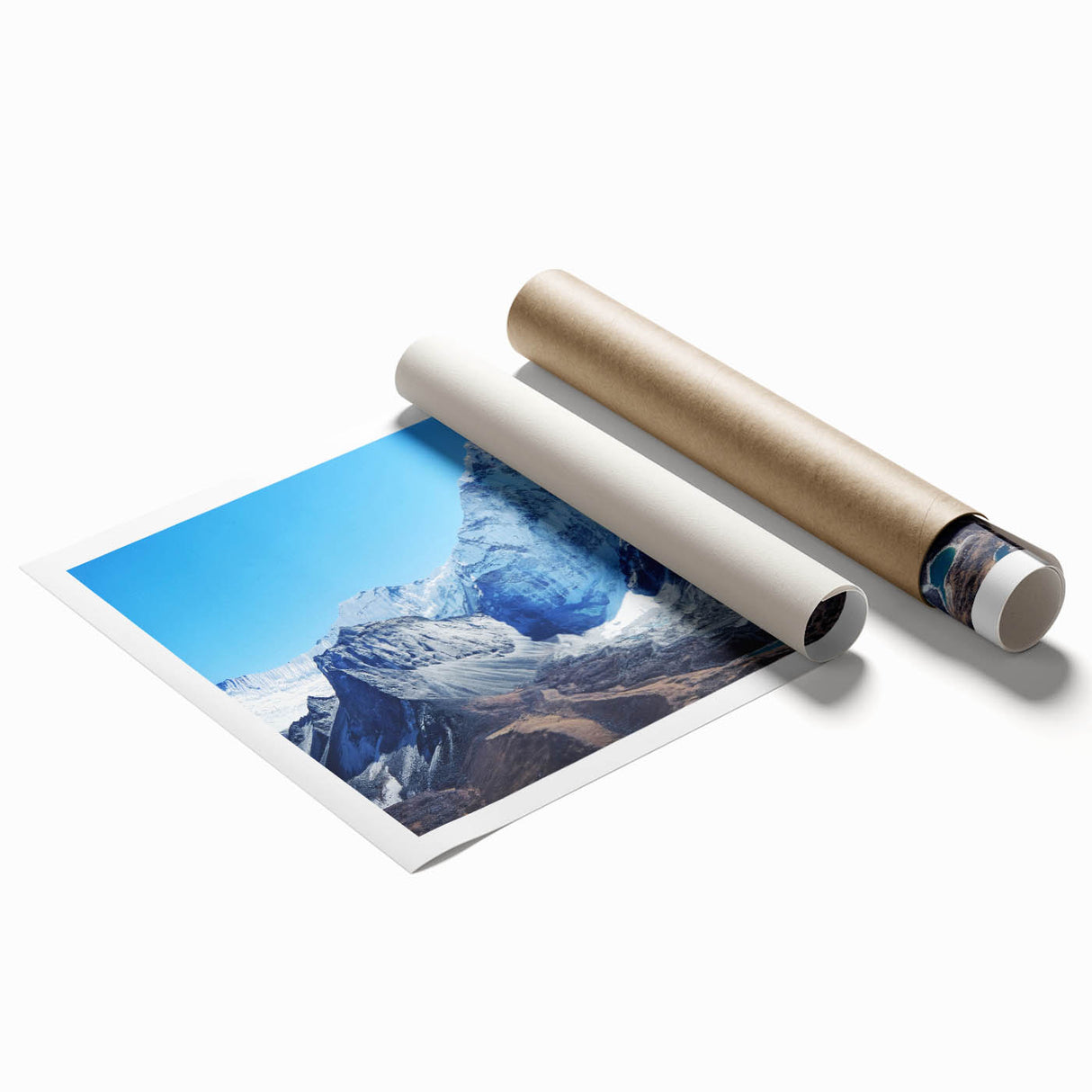 Extra large rolled print of Mount Everest with muted earth tones, ideal for classy bathroom wall art.
