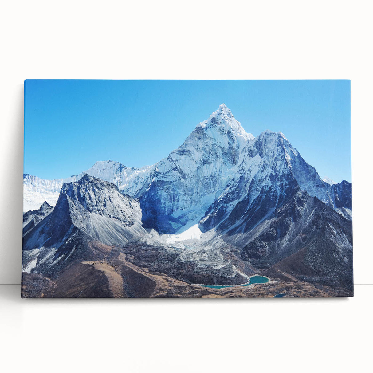 Black and white large art of Mount Everest on stretched canvas, ideal for kitchen wall art or bedroom decor.