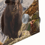 Large abstract wall art of a Nepalese landscape in muted earth tones on acrylic glass, ideal for dining room ambiance.