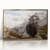 Framed acrylic print of a serene Nepalese landscape in soft gold and green tones, ideal for modern art wall decor.