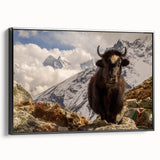 Black and white framed canvas depicting a vintage-style landscape of Nepal, ideal for bedroom wall art.