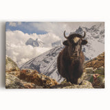 Black and white photograph of a serene Nepalese landscape on stretched canvas, suitable for kitchen wall art.