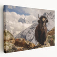 Side view of a stretched canvas featuring a serene Nepalese landscape in soft earth tones, suitable for kitchen wall art.