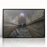 Large abstract wall art depicting a minimalist Pakistani scenery in muted earth tones, framed in black acrylic.