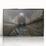 Mid-century modernist art depicting a serene Pakistani landscape in muted earth tones on a framed acrylic print.