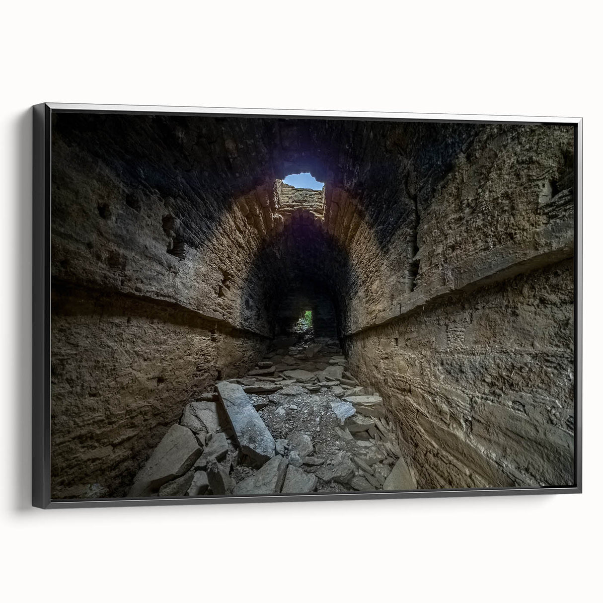 Black and white framed canvas of a vintage-style Pakistani landscape, ideal for bedroom wall decor.
