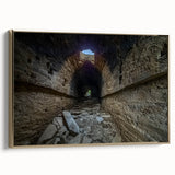 Framed canvas depicting a vintage-style Pakistani landscape in muted gold and black tones, ideal for bedroom wall decor.