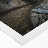 Art deco poster featuring a serene Pakistani landscape in muted green and blue tones on rolled canvas.