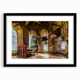 Extra large abstract art print of a colorful, textured Philippine scenery on a black framed canvas.