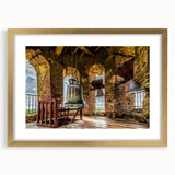 Extra large framed wall art featuring an abstract depiction of a Philippine landscape in textured gold and earth tones.