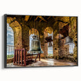 Framed canvas of a black and white vintage poster art featuring a Philippine landscape, ideal for bedroom wall decor.