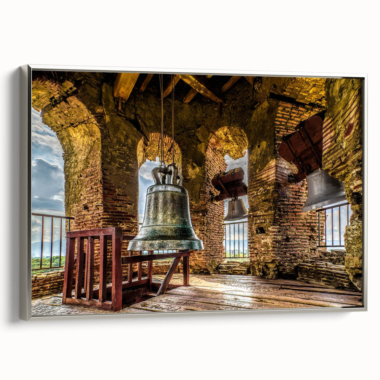 Framed canvas of a colorful Philippine landscape painting in vintage style, ideal for living room decor.