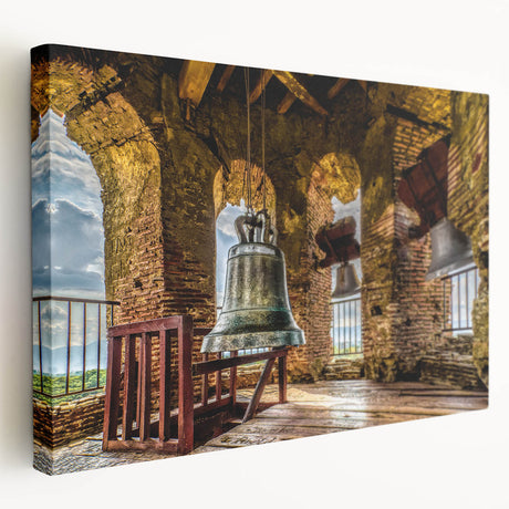 Large stretched canvas depicting a serene Philippine landscape in soft green and blue tones, ideal for kitchen wall art.