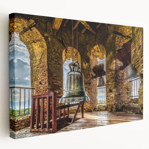 Large stretched canvas depicting a serene Philippine landscape in soft green and blue tones, ideal for kitchen wall art.