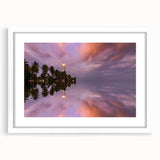 Abstract art print of a Sri Lankan landscape in muted earth tones, framed with a white mat, ideal for dining room decor.