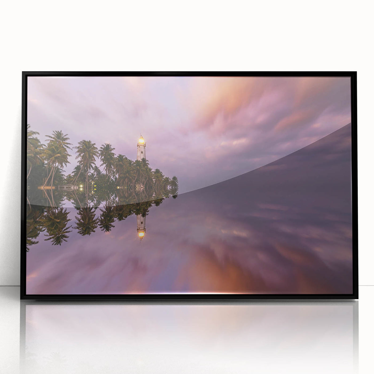 Framed acrylic print of a large abstract wall art depicting vibrant, colorful shapes, ideal for modern art wall decor.