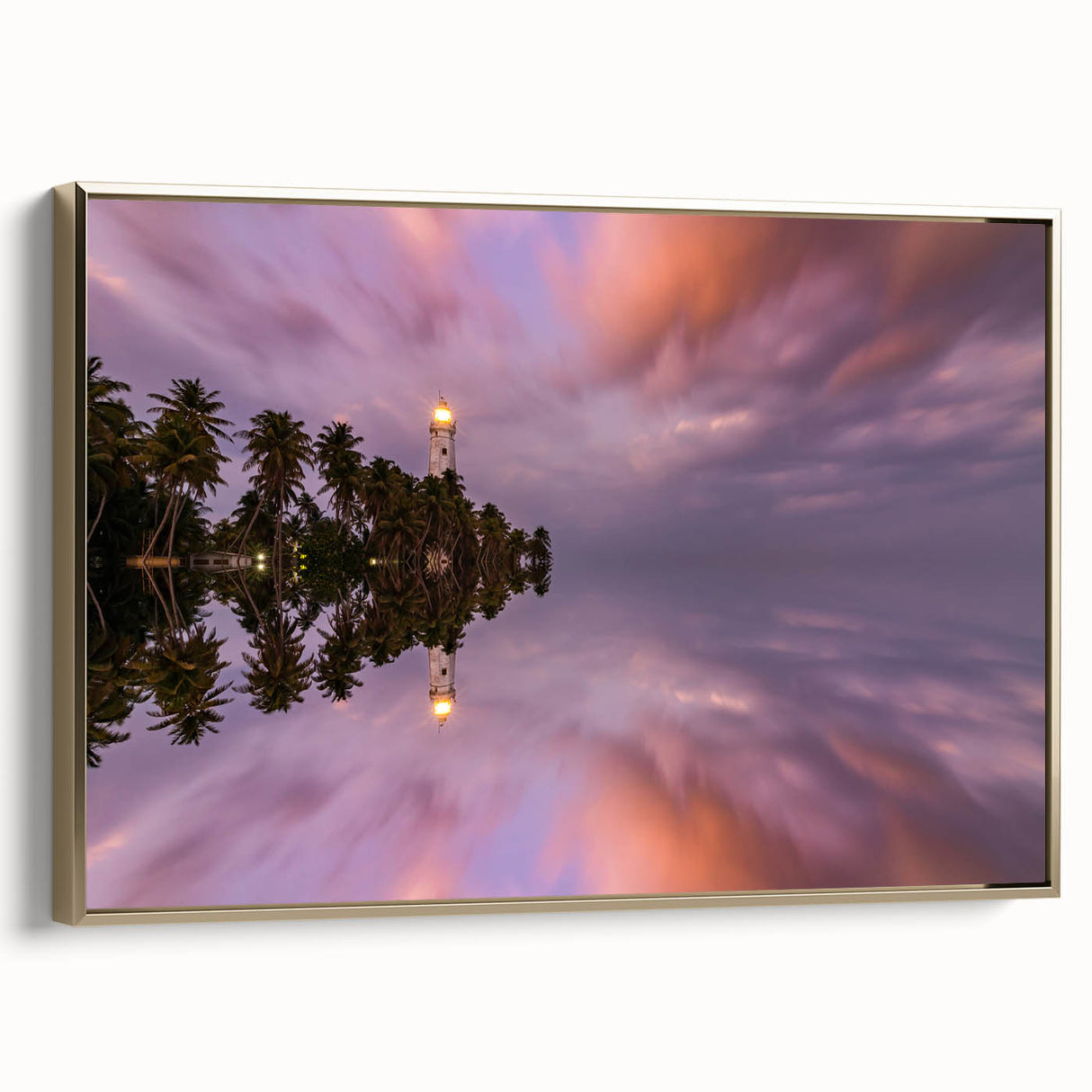 Framed canvas depicting a vintage-style landscape of Sri Lanka in black and gold tones, ideal for bedroom wall art.