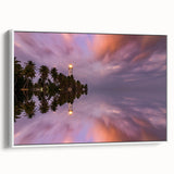 Vintage poster art of a Sri Lankan landscape on a framed canvas, featuring vibrant colors against a black background.