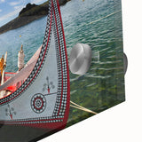 Large abstract wall art depicting a Taiwan scenery in mid-century modernist style on acrylic glass.