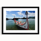 Extra large abstract art print of a colorful, textured Taiwanese landscape on a framed black mat.