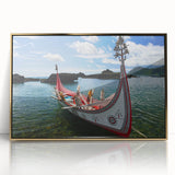 Large art print of a serene Taiwanese landscape in gold and green tones, acrylic framed, ideal for modern art wall decor.