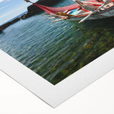 Art deco poster featuring a serene Taiwan landscape in muted greens and blues on rolled canvas.