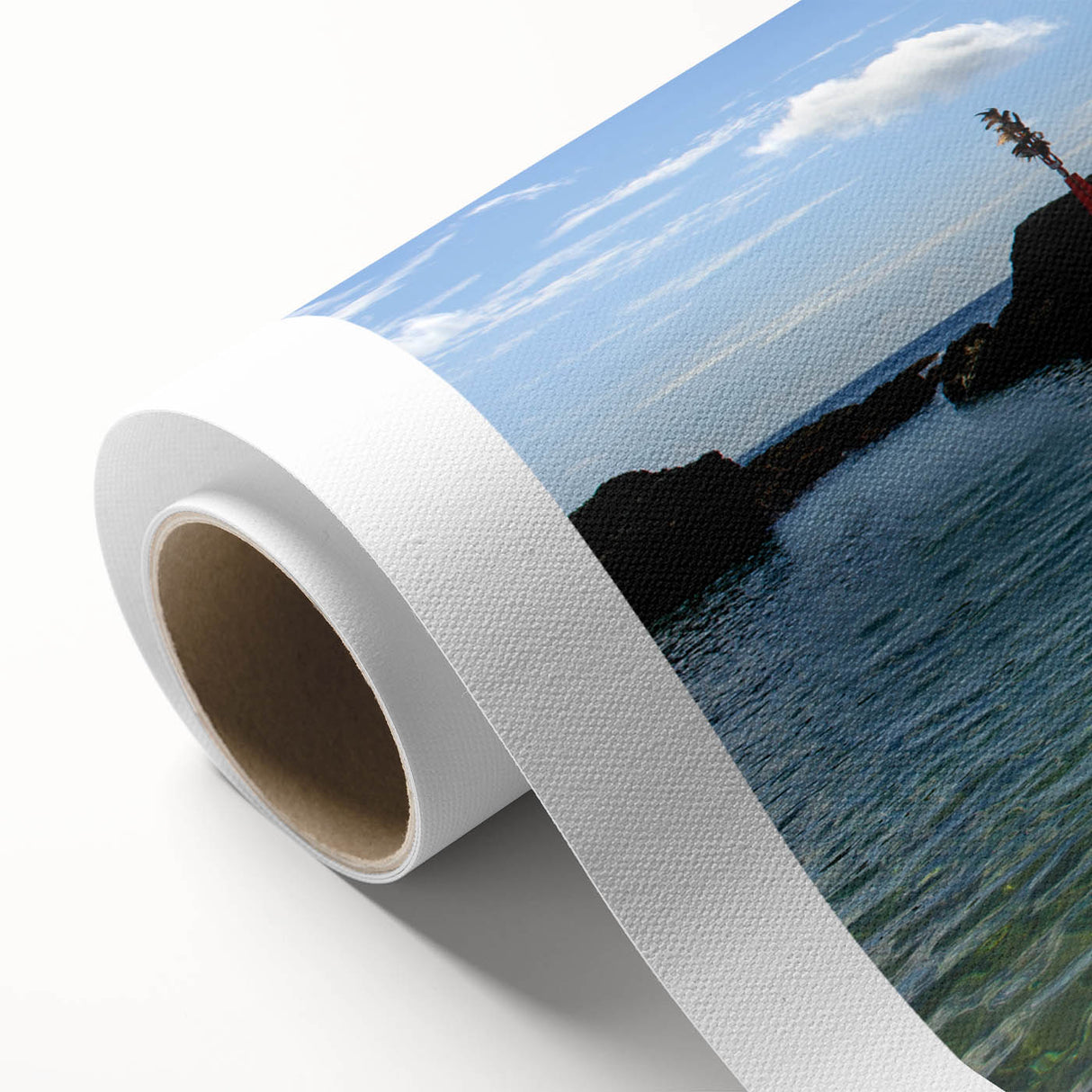 Art deco poster of a serene Taiwan landscape in pastel shades on rolled canvas, ideal for nursery wall art.