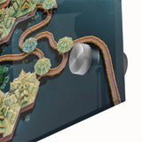 Large abstract wall art featuring Bangkok scenery in muted earth tones on acrylic glass, ideal for dining room ambiance.