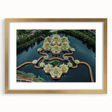 Extra large abstract art print of Bangkok scenery in textured gold frame, ideal for living room decor.