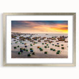 Textured abstract art print depicting a serene Vietnamese landscape in muted earth tones, ideal for bedroom art.