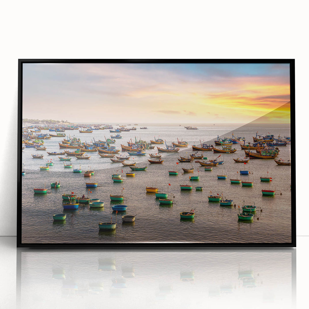 Large abstract wall art depicting a Vietnamese landscape in muted earth tones on a framed acrylic.