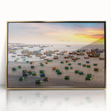 Large art print of a serene Vietnamese landscape in muted earth tones on a framed acrylic, suited for modern art wall decor.