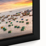 Extra large framed canvas featuring a textured, colorful Vietnamese landscape, ideal for living room decor.