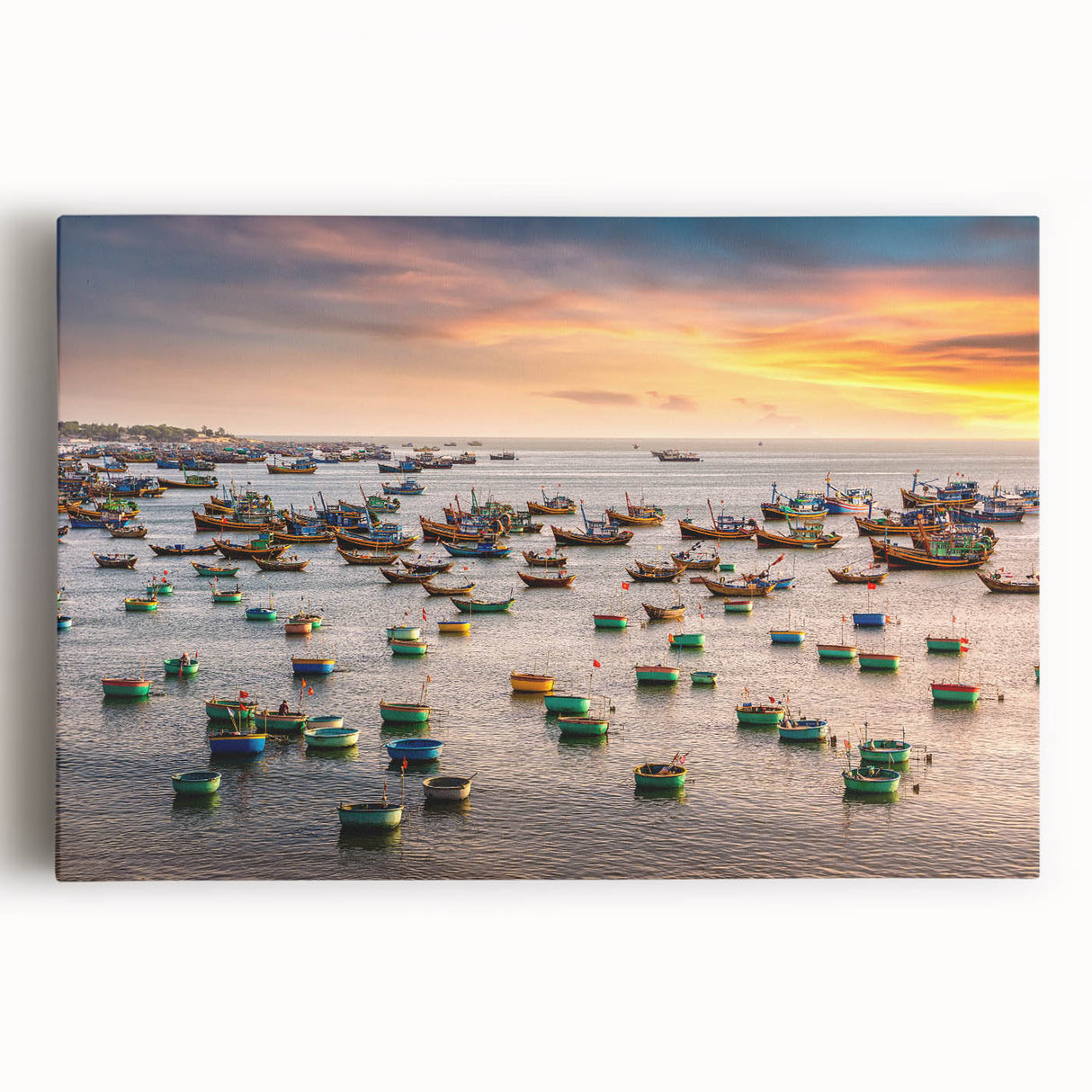 Black and white photograph on canvas of a Vietnamese landscape, ideal for kitchen wall art.