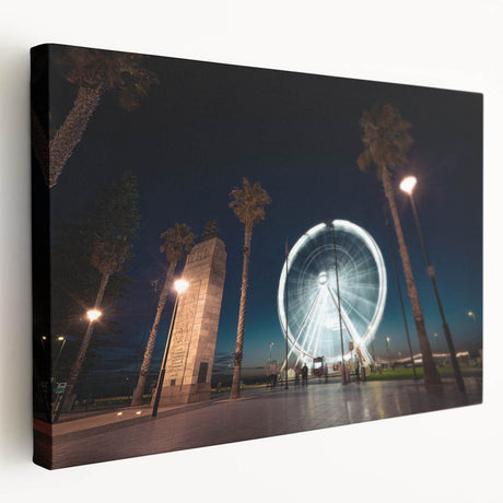 Large stretched canvas depicting the Adelaide skyline in soft pastel colors, ideal for kitchen wall art.