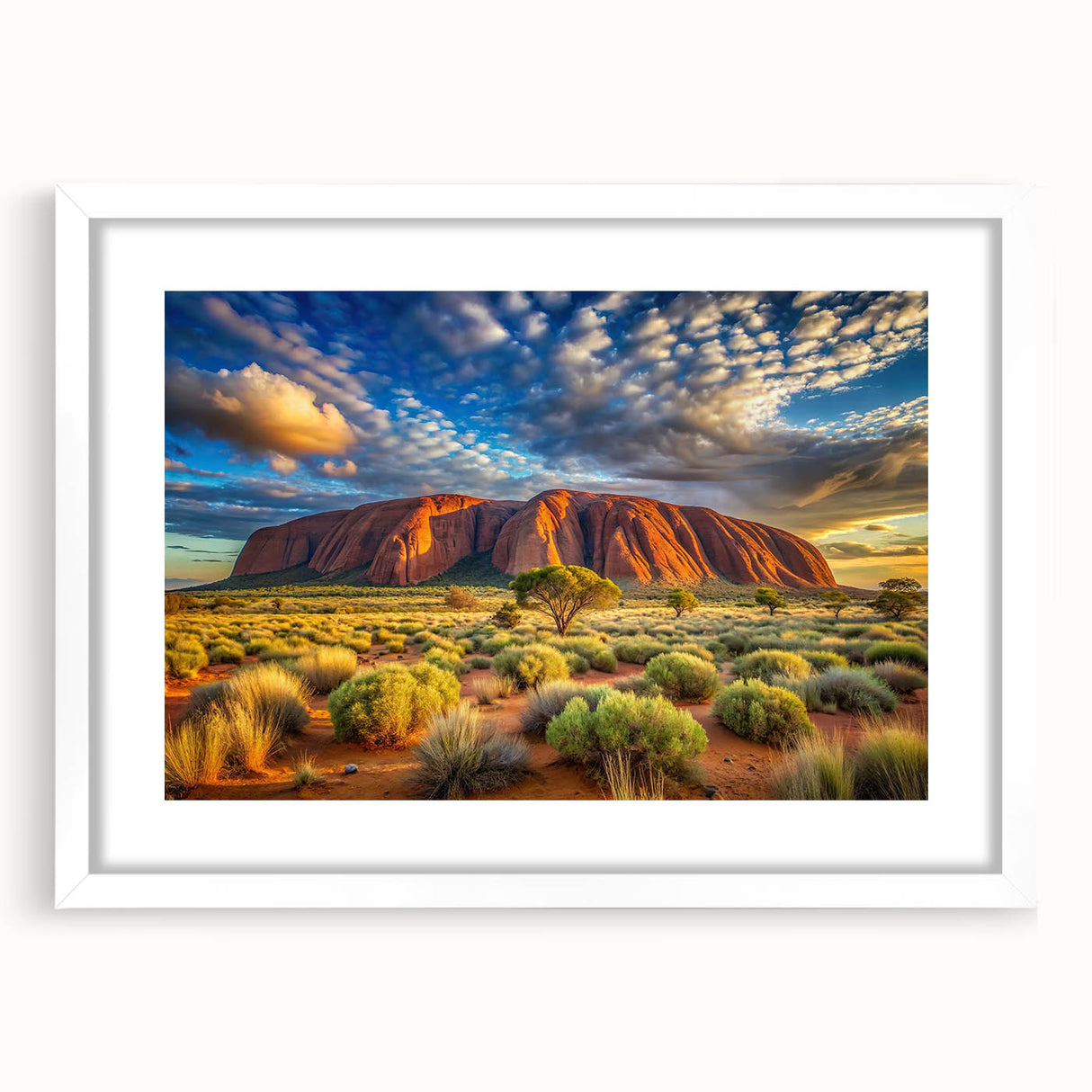 Extra large abstract art print of Ayers Rock in textured orange and brown tones on a framed canvas.