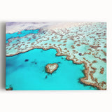Black and white stretched canvas of the Great Barrier Reef, ideal for kitchen wall art.