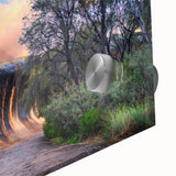 Large abstract wall art depicting Perth, Australia in muted earth tones on acrylic glass, suitable for dining room ambiance.