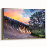 Framed canvas of a vintage Perth landscape painting in vibrant colors, ideal for living room decor.