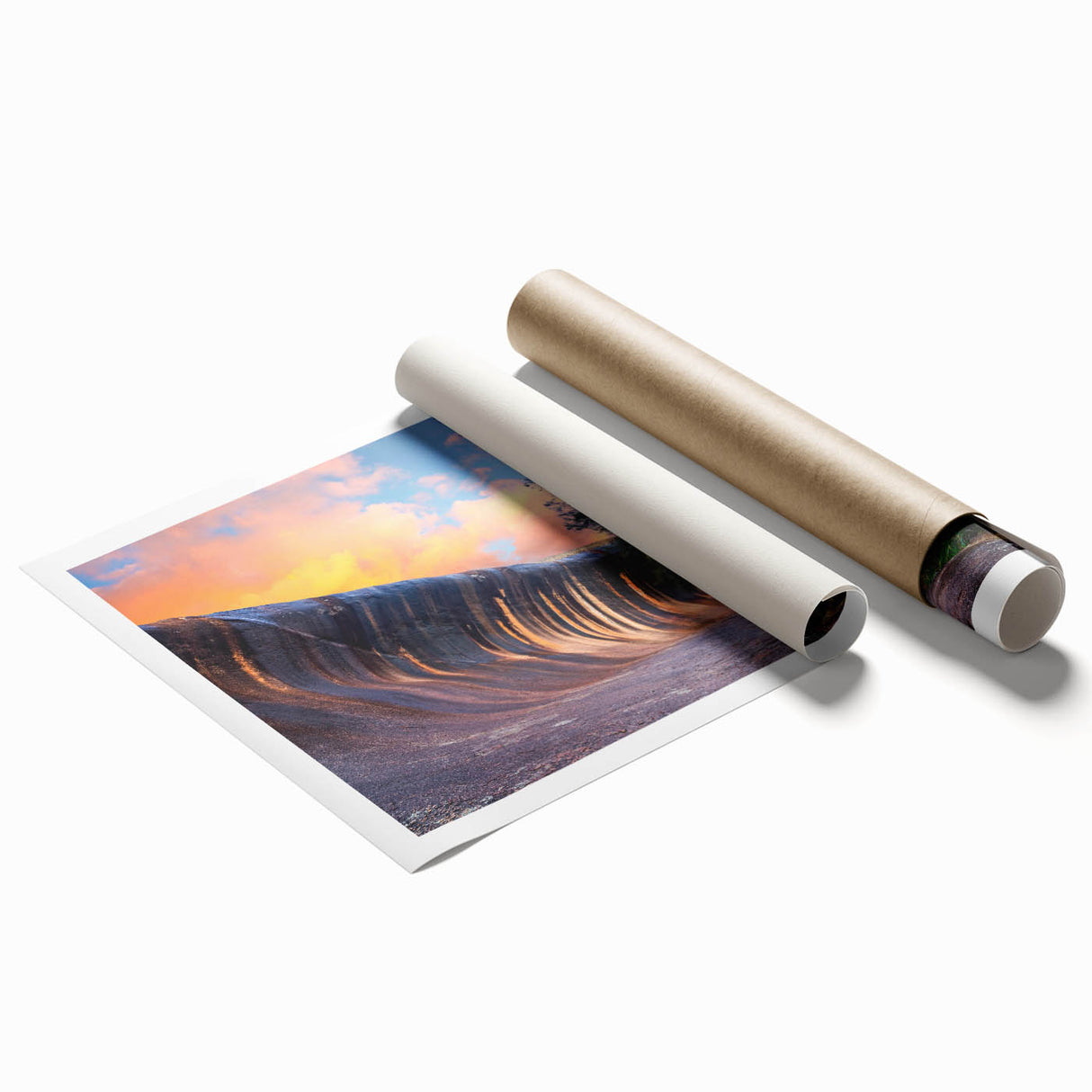 Extra large rolled print of Perth scenery with vibrant floral elements.