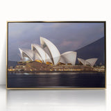 Art deco poster of Sydney skyline in gold and black tones on a framed acrylic, suitable for modern art wall decor.