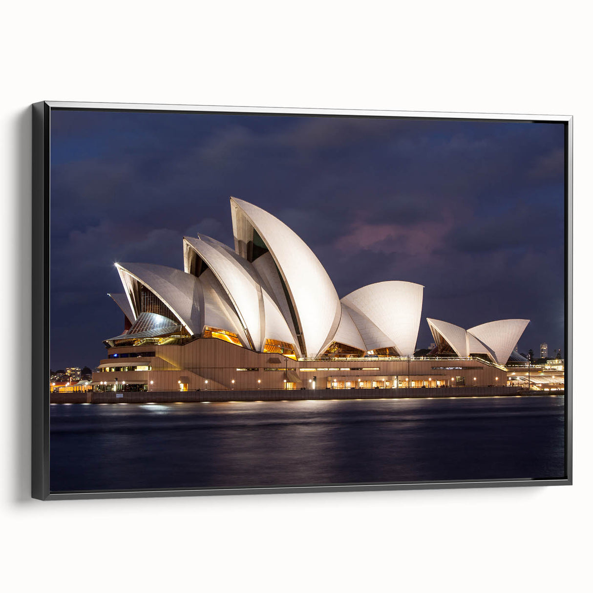 Black and white wall art of Sydney landscape on framed canvas, ideal for bedroom decor, featuring vintage poster style.