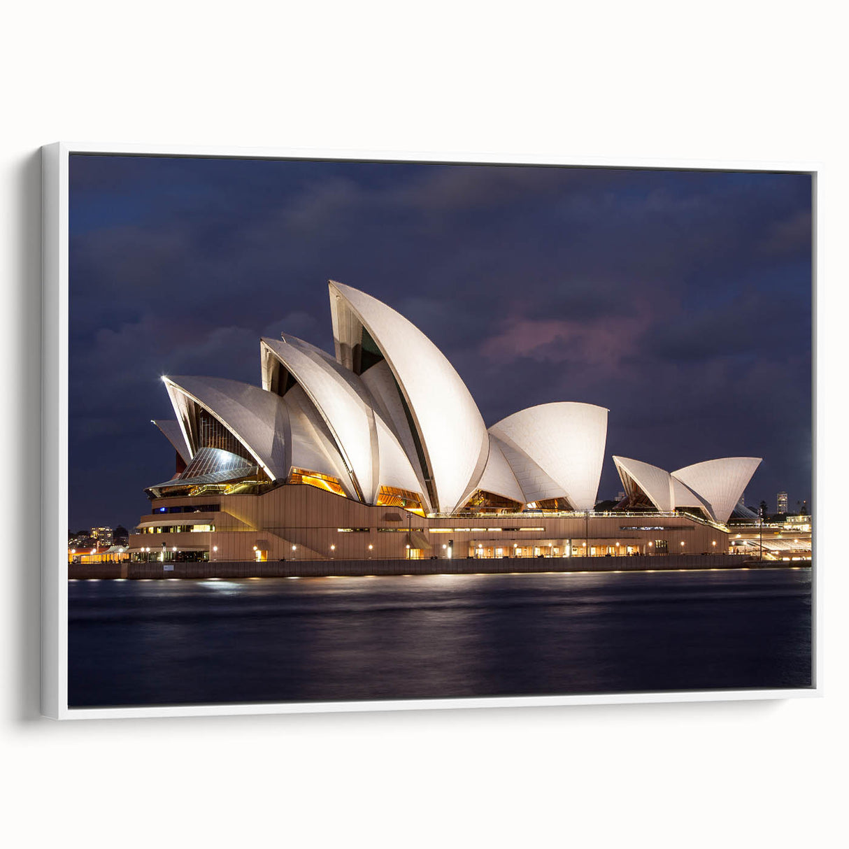 Vintage poster art of Sydney skyline in colorful hues on extra large framed canvas, ideal for living room decor.