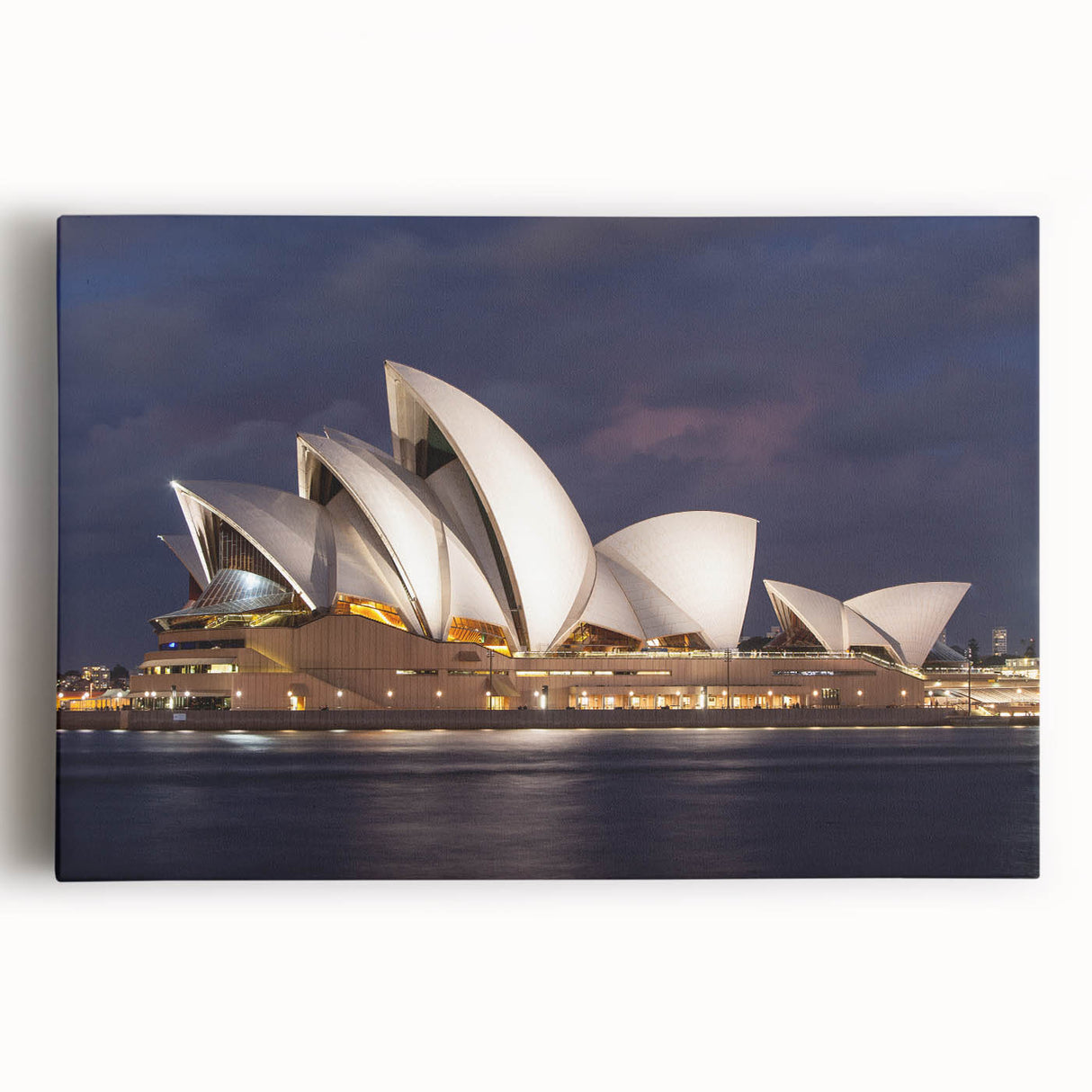 Black and white photograph of Sydney skyline on stretched canvas, suitable as large kitchen wall art.