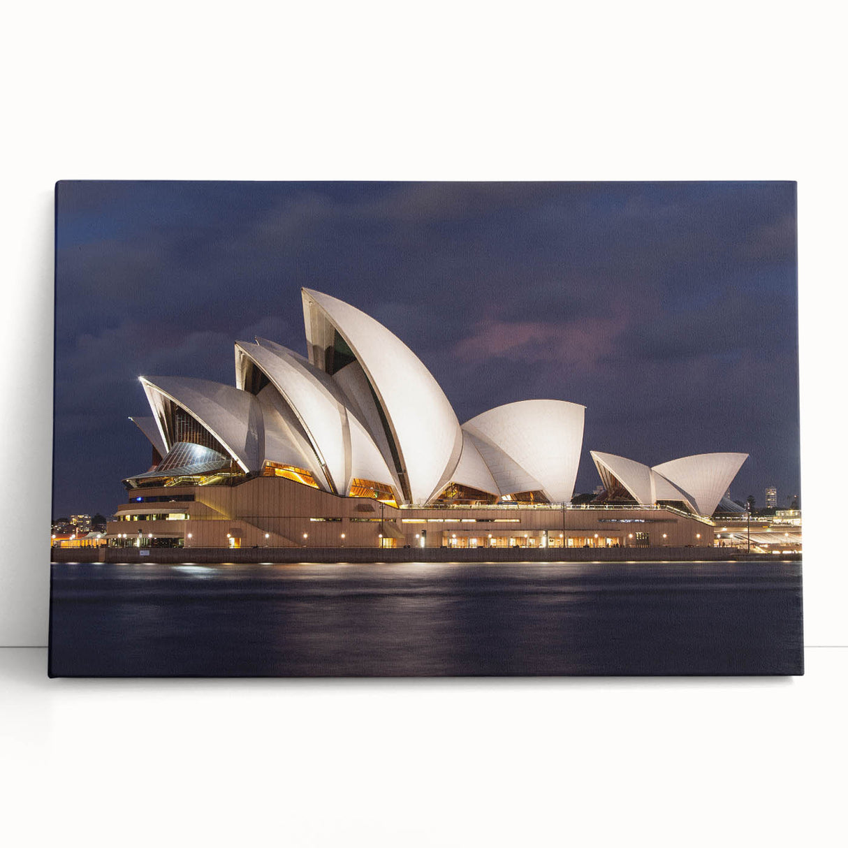 Black and white print of the Sydney skyline on large stretched canvas, suitable for kitchen wall art.