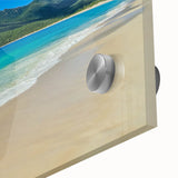 Large abstract wall art featuring Tasmania scenery in mid-century modernist style on acrylic glass.