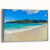 Framed canvas featuring a black and white vintage landscape painting of Tasmania, ideal for bedroom wall art.