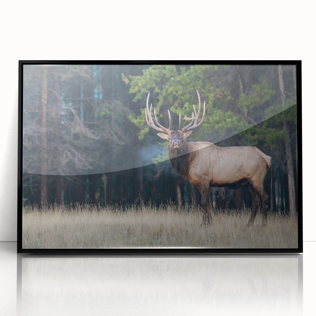 Large abstract wall art depicting the Alberta, Canada scenery in muted earth tones on a framed acrylic panel.