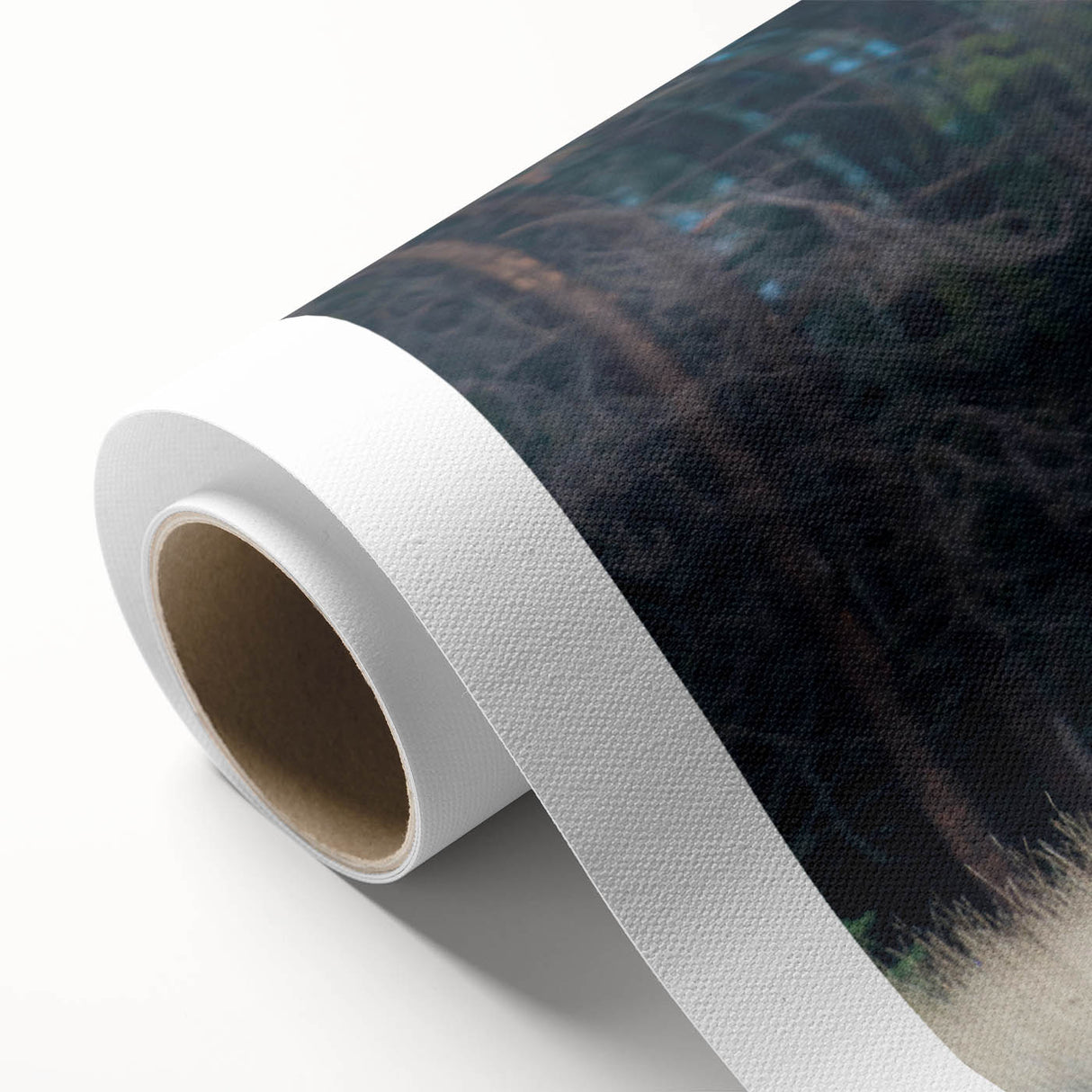 Art deco poster of Alberta, Canada scenery in pastel shades on rolled canvas, ideal for nursery wall art.