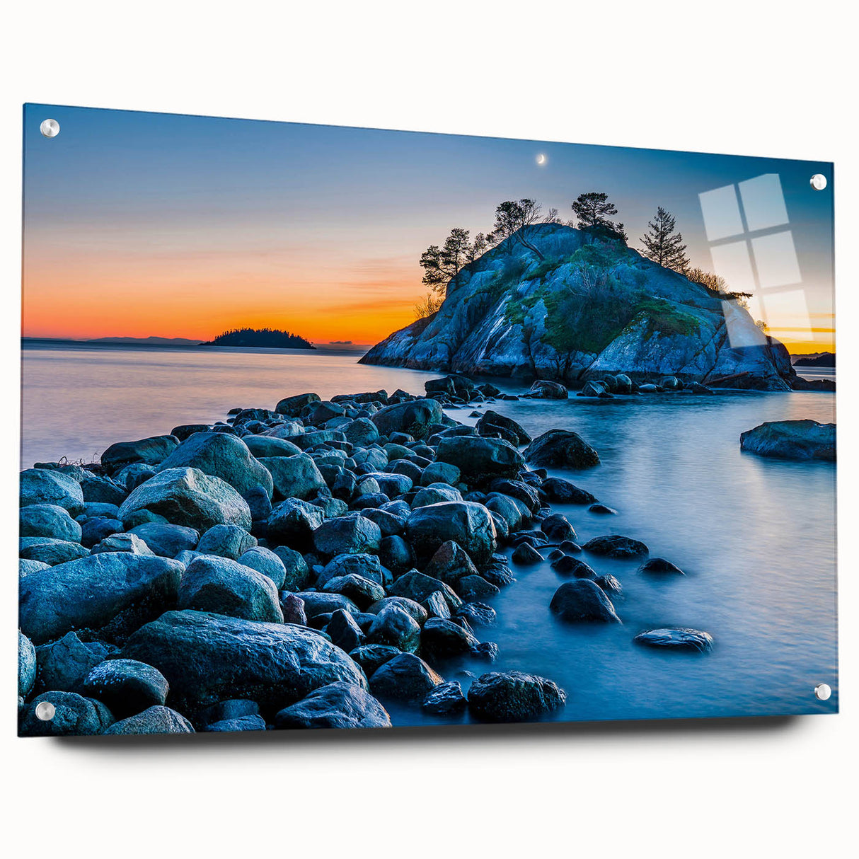 Acrylic print of British Columbia scenery in muted earth tones, ideal for bedroom or dining room decor.